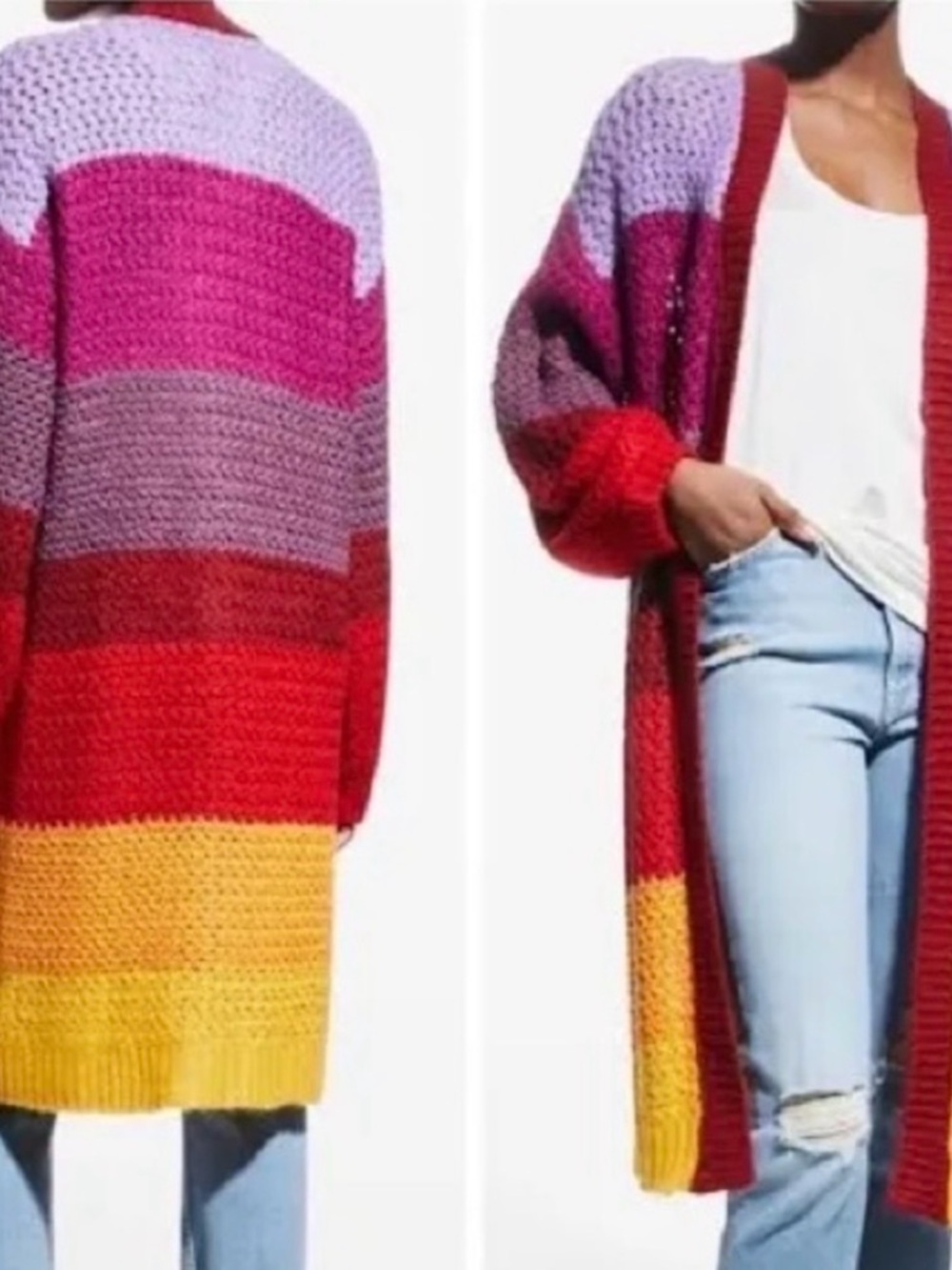 Farm Rio - Colorblock Long Cardigan Sweater - Multicolor